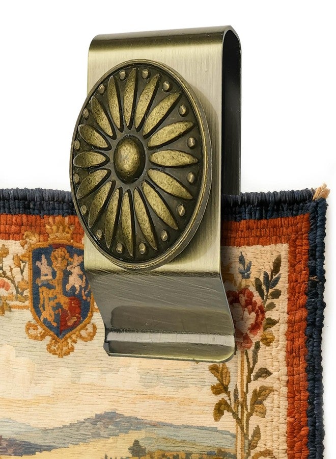 Doselves Tapestry Wall Hanging Clamps 4PCS 1.2x2.0 Textile Art Decoration Hangers Metal Clips for Hanging Rugs Carpet Display (Antique) - Image 1